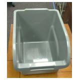 24 Plastic storage bins. Approximately 12x15x12