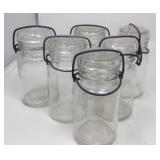 6 Half Pint Jars with Glass Lids and Metal Bails