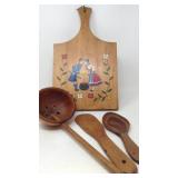 Wood Cutting Board and Wooden Utensils