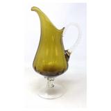 Vintage pedestal Amber Pitcher