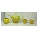 Hall pottery 6 cup teapot, unmarked cream and