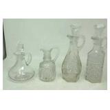 4 Vintage vinegar and oil cruets,