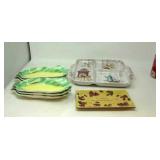 6 Ceramic corn holders, Italian divided tray,