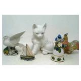 5 Ceramic items, blue bird is a bell.
