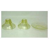 Yellow depression glass candle holders,  couple