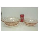 2 pink, possibly depression glass bowls.