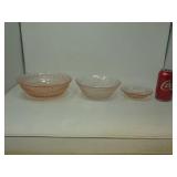 3 vintage pink bowls.