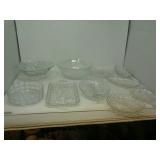 2 vintage glass bowls, divided relish dishes,