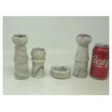 Marble salt and pepper shakers,  ashtray,