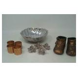 8 napkin holders,  bronzed baby shoes, Wilton co.