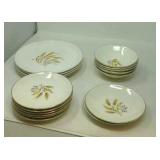 Vintage golden wheat dishes,  17 pieces.