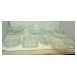 2 vintage glass bowls, divided relish dishes,