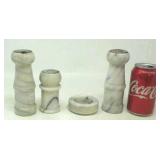 Marble salt and pepper shakers,  ashtray,