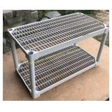 Portable shelving unit is approximately 36' x 18'