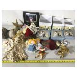 Tote of misc Christmas decorations,