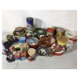 Box lot of tins and other misc housewares