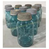 10 Blue Ball canning jars with zinc lids