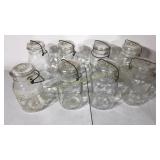 Eight clear glass Ball mason jar's
