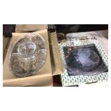 13' Christmas platter and a 15' Mikasa relish tray