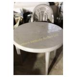 38 inch round plastic patio table and four chairs