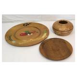 Hand painted maple tray measures 16',