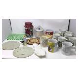 Trivets, spoon holder, pie bird, salt holder, set