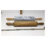 Two rolling pins. One with marble roller.