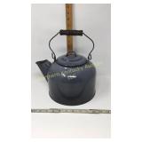 Blue enamel kettle.