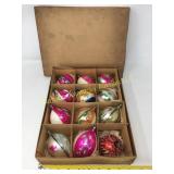 Box of vintage glass ornaments