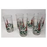 Six holiday themed  glasses