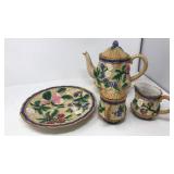 Fitz and Floyd ceramic tea and crumpets set