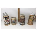 Collectible Beer Steins. One Schmid, 2 Budweiser,