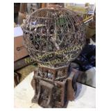 Antique birdcage stands approximately 23 inches