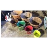 Seven baskets from bushel size 2 gallon size