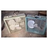 Two vintage box fans,