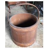 Wooden bucket with a wooden bail