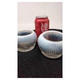 2 Fenton art glass tea light holders,