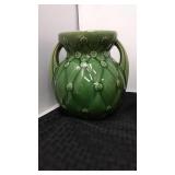 Shawnee pottery #827 USA green double handle vase.