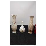 3 Bud vases, Lenox, Wedgewood, Victorian Garden.