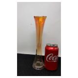 Antique marigold carnival glass bud vase.