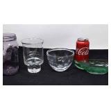 4 Pieces of glass, purple Ball quart jar,