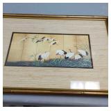 Framed reeds and cranes. Approximately 16"x24".