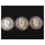 3 Kennedy half dollars. Bicentennial 1976-S,