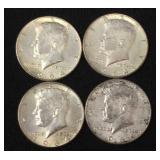 4 1964 Kennedy 90% silver half dollars.