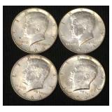 4 1964 Kennedy 90% silver half dollars.