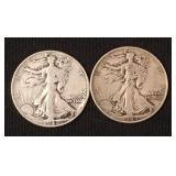 2 1942 Walking Liberty half dollars