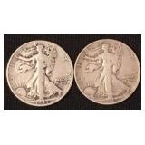 2 1943 Walking Liberty half dollars