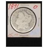 1891-O Morgan silver dollar