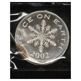 2002 Peace on Earth 1 oz .999 fine silver coin