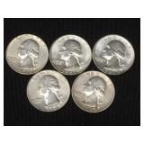 6 Washington quarters, 1957, 61 x2, 64 x2